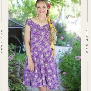 Effie’s Heart | Purple Floral Dress Cottagecore Retro Size Small